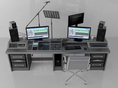 现代录音室设备3D模型下载